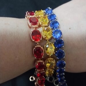 Set Of 3 Colorful Stone Bracelets